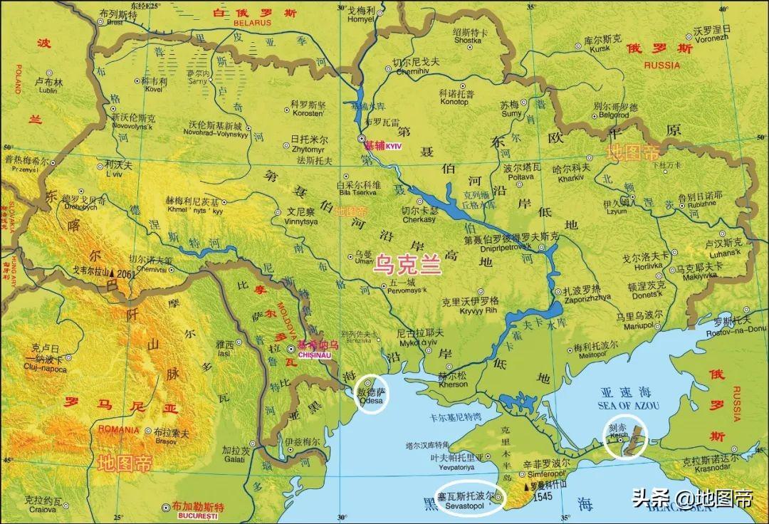 乌克兰在地图上的位置（地图上乌克兰在哪）
