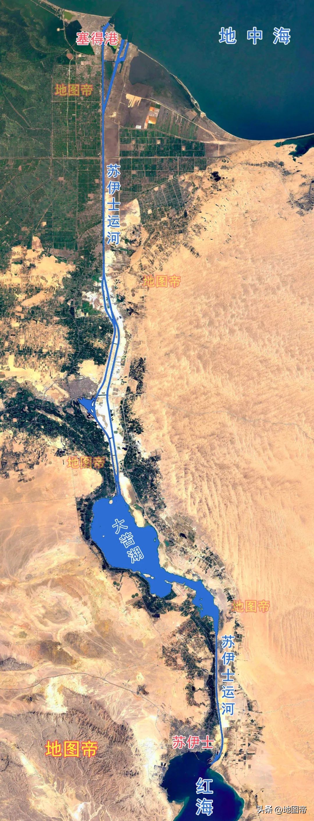 苏伊士运河地图（苏伊士运河地图全图）